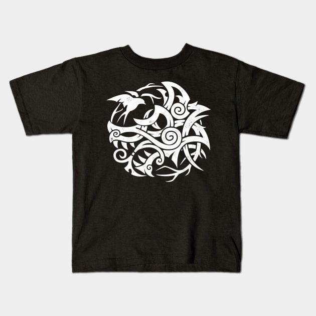 Wolf Medallion Kids T-Shirt by Narwen